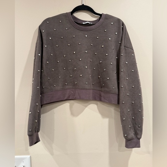 Zara Tops - 🔥Zara Women’s Stud Gray Basic Sweatshirt Size S EC🔥
